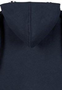 Felpa con cappuccio blu navy caratterizzata da una texture uniforme, coulisse regolabile e un grande cappuccio per una maggiore copertura. Nessun motivo o logo visibile.