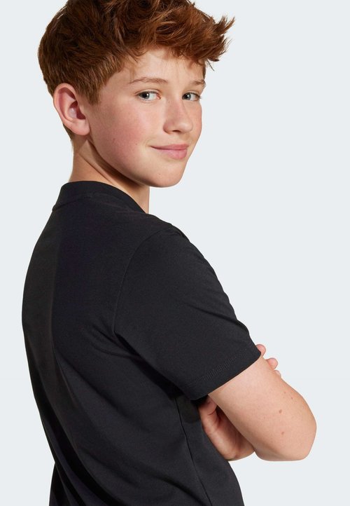 adidas JUNIOR BLOCK TEE UNISEX - Sports T-shirt - black/white — foto 4
