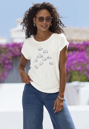 LASCANA, LASCANA KURZARMSHIRT - T-Shirt print - creme