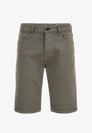 Khaki lühikesed püksid, mis on valmistatud puuvilla segakangast, esikinnisega, viie tasku ja õmblustega detailid pükste seams.