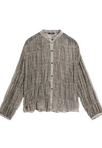 Massimo Dutti GATHERED GINGHAM GARMENT - Hemdbluse - black