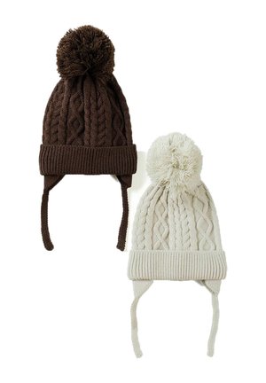 MINOTI, 2 PACK EARFLAPS AND POMPOM - HAT UNISEX - Gorro - brown cream
