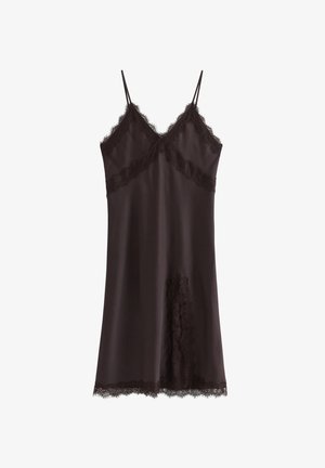 Lindex, SATIN SLIP LONG - Camicia da notte - dark dusty brown
