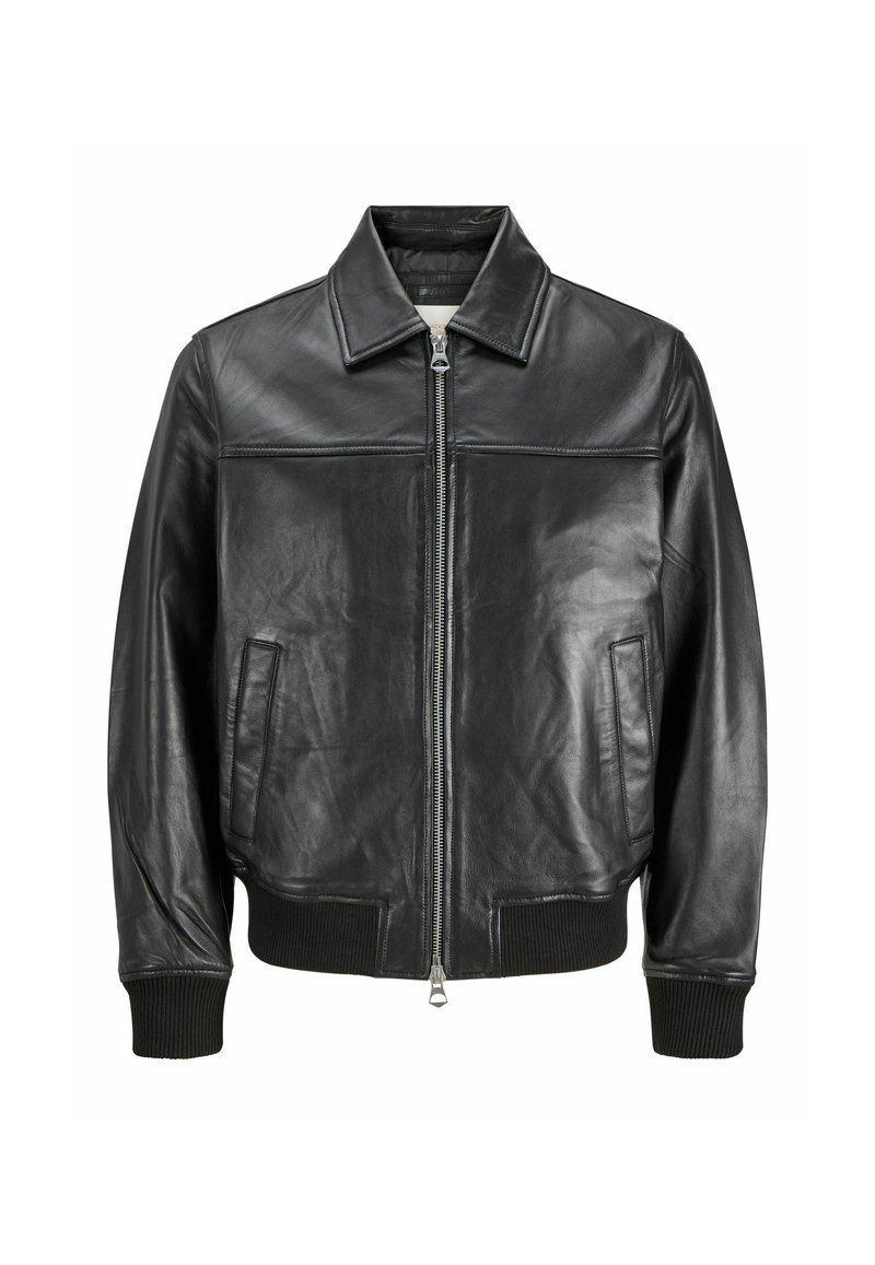 Jack & Jones Bomber Bomber - Leather jacket - black - Zalando
