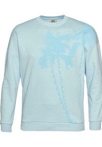 Light blue sweatshirt made of cotton with a crew neckline. Features a large, subtle graphic design in darker blue. Long sleeves with ribbed cuffs.
