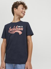 Jack & Jones Junior JJELOGO TEE NECK - T-shirt med print - navy blazer