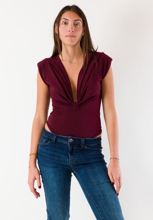 T-shirt con stampa - bordeaux