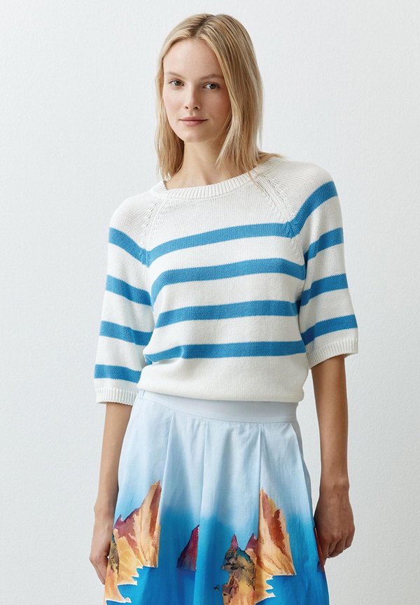 WITH STRIPES  3/4 SLEEVE - Strickpullover - blau