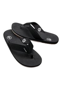 Infradito neri con suole in gomma testurizzata, cinturini in tessuto e dettagli con logo. Design leggero e minimalista, adatto per un look casual.