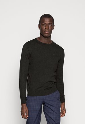 BASIC CREW NECK - Pullover - black grey melange