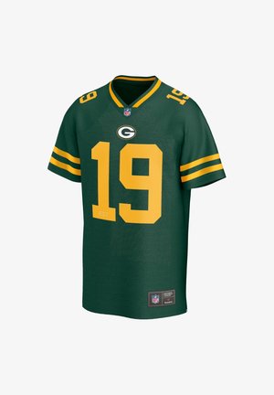 Maglia NFL verde con accenti gialli, con il numero 19, logo della squadra e dettaglio "EST.". Realizzata in materiale traspirante con maniche corte.