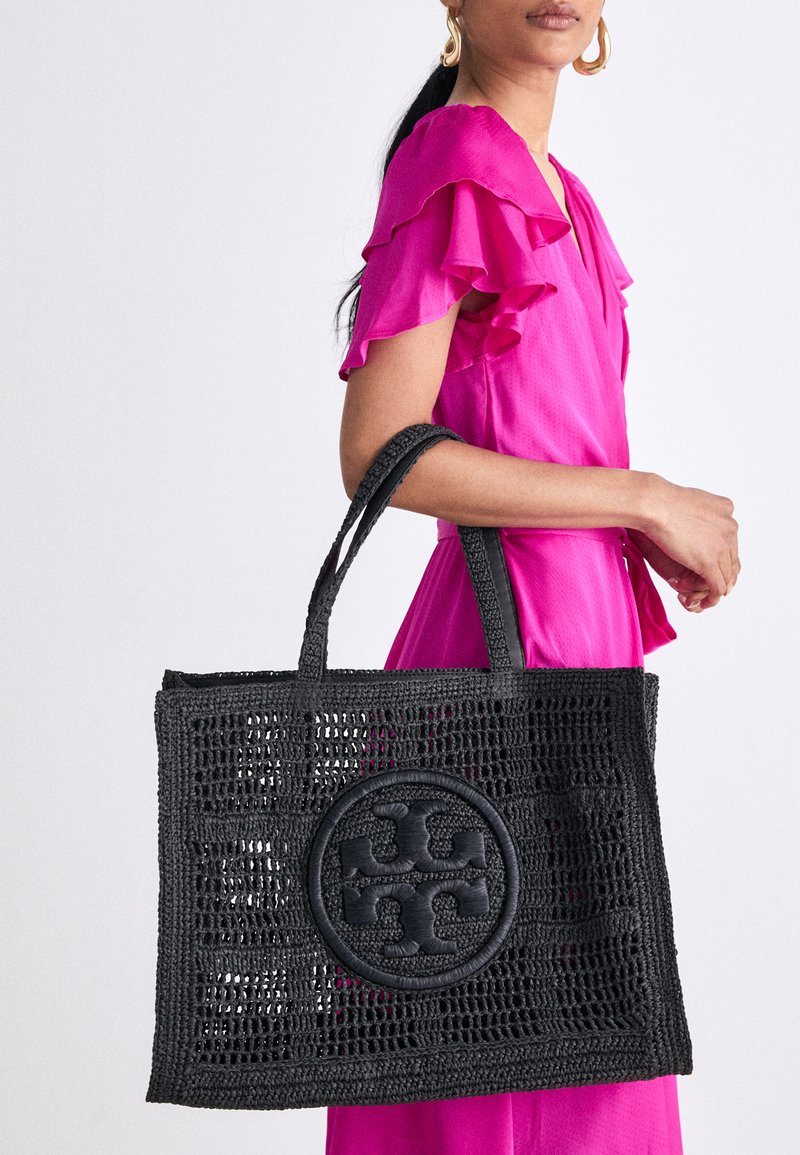 Tory Burch ELLA HAND CROCHETED LARGE TOTE - Shopping bag - black