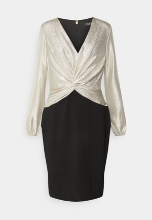 METALLIC JERSEY DRESS - Koktejlové šaty / šaty na párty - black/beige/new gold