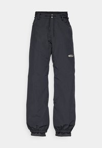 Mustad veepidavad püksid, millel on reguleeritav vöökoht, elastsed mansetid ja väike logopatch reie peal; kerge kangas.