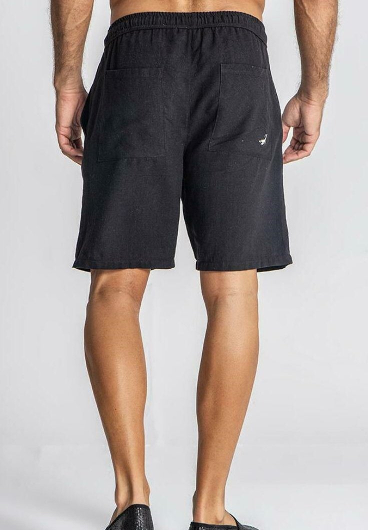 Gianni Kavanagh Shorts Culotte Donna Black Block – Fit Slim, Felpa In Cotone Stretch, Ricamo Oro E Placca In Pelle Sintetica