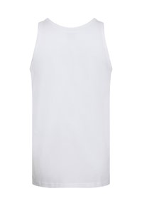 Hvid bomulds tanktop med rund halsudskæring, ærmeløst design og en glat struktur. Ingen mønstre eller yderligere detaljer synlige.