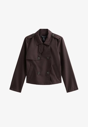 New Look, DARK DOUBLE BREASTED CROPPED TRENCH JACKET - Blazer - dark brown
