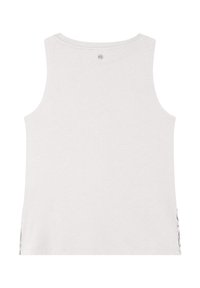 Top in cotone bianco senza maniche con scollatura rotonda e spacchi laterali, caratterizzato da un sottile motivo testurizzato sui lati inferiori.