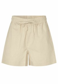 Beige katoenen shorts met een elastische tailleband, een trekkoordsluiting en zijzakken. Gladde textuur en losse pasvorm voor comfort.
