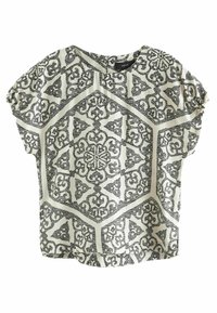 Next GATHERED SHORT SLEEVE TEXTURED BOXY  PETITE - Blůza - black & white tile