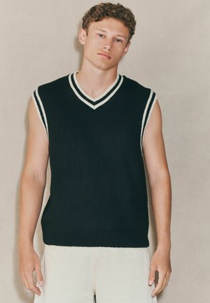 REGULAR FIT -  EDIT TIPPED V-NECK  - Débardeur - black