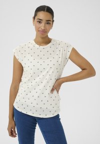 Kaffe KACLAUDI - T-shirt imprimé - chalk w black deep bows