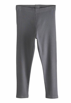 Grå ribbade leggings med ett stretchigt midjeband, som har en figurnära form och en jämn yta genom hela tyget.