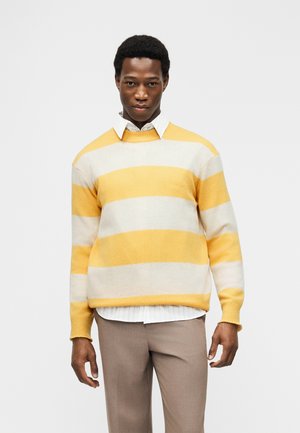 SLHREUBEN RELAXED STRIPE CREW NECK - Πουλόβερ - ochre/egret