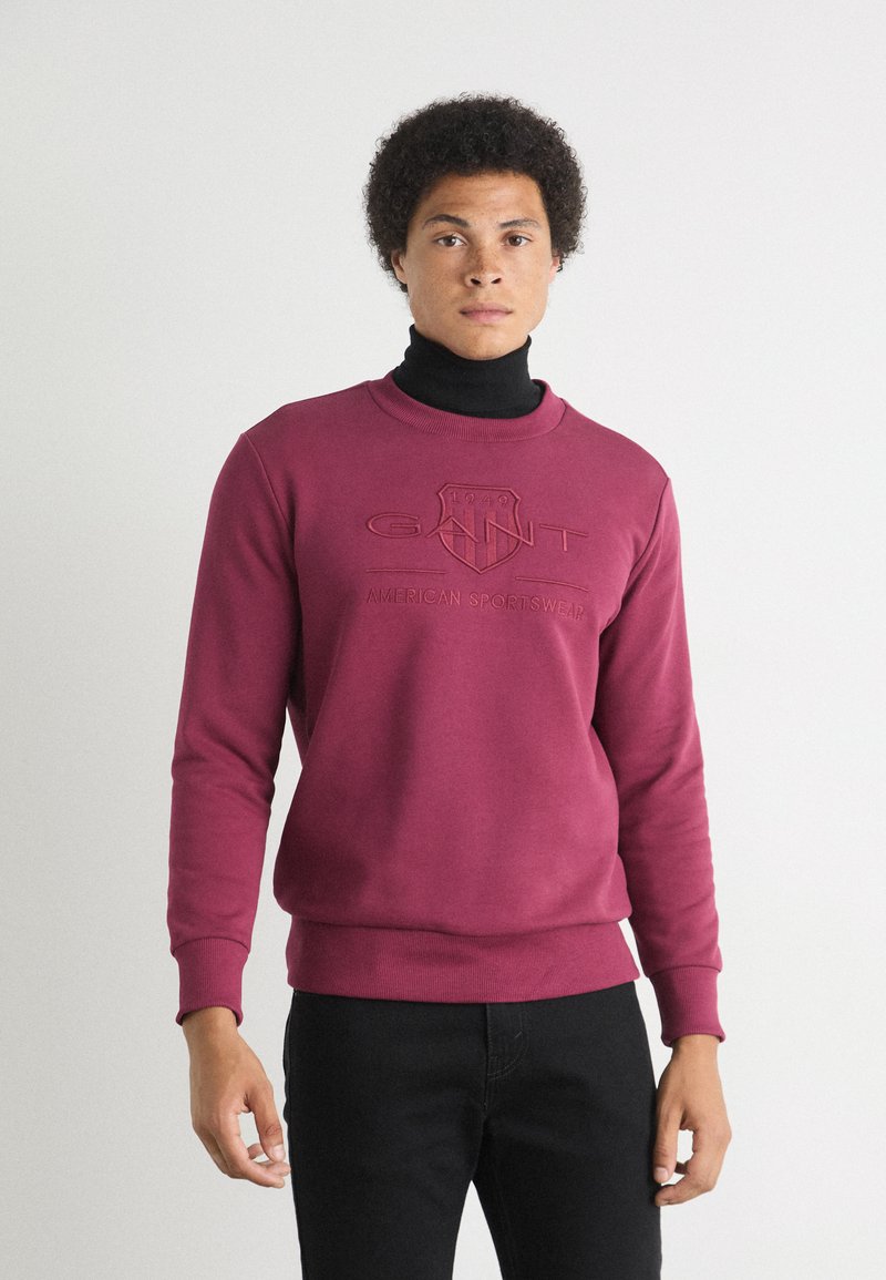 GANT TONAL SHIELD C NECK - Mikina - rich wine