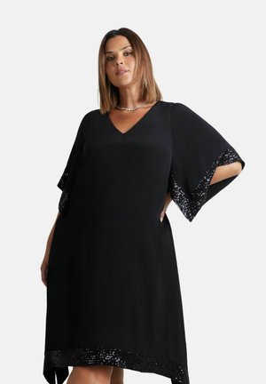 Live Unlimited London SEQUIN TRIM SLEEVE - Jurk - black