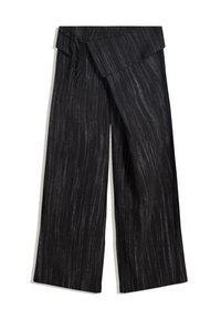 TEXTURED WITH FOLD-OVER WAIST  - Hlače - black