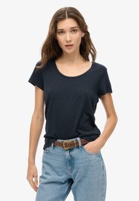 Superdry & Co SCOOP NECK - Camiseta estampada - eclipse navy
