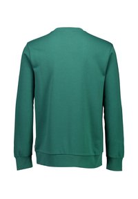 Grön sweatshirt i bomull med långa ärmar, rund halsringning och ribbade ärmslut. Slät yta, enkel design och inga synliga mönster.