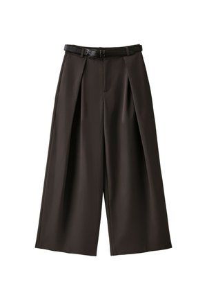 Stradivarius, WIDE-LEG BELTED TROUSERS WITH DARTS - Pantalon classique - dark brown
