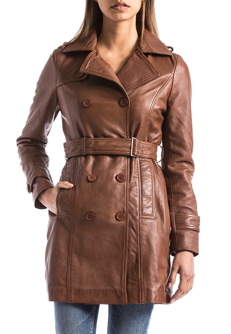 Blue Wellford WELLFORD - Chaqueta de cuero - cognac/coñac - Zalando.es