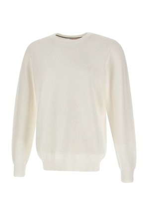 Maglione a maglia color crema con collo rotondo, maniche lunghe e polsini e orlo a costine. Tessuto morbido, design leggero.
