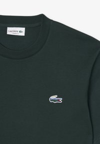 Felpa verde scuro con collo a giro, polsini a costine e un piccolo logo ricamato a forma di coccodrillo sul lato sinistro del petto. Design a vestibilità classica.
