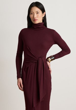 Lauren Ralph Lauren TIE-FRONT TURTLENECK DRESS - Robe pull - dark garnet