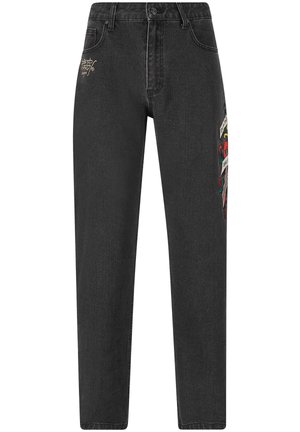 DEATH BEFORE TATTOO GRAPHIC - Relaxed fit jeans - black