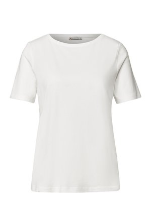 Street One, BASIC T-SHIRT WITH CREW NECK IN A SOLID COLOR - T-shirts basic - off white