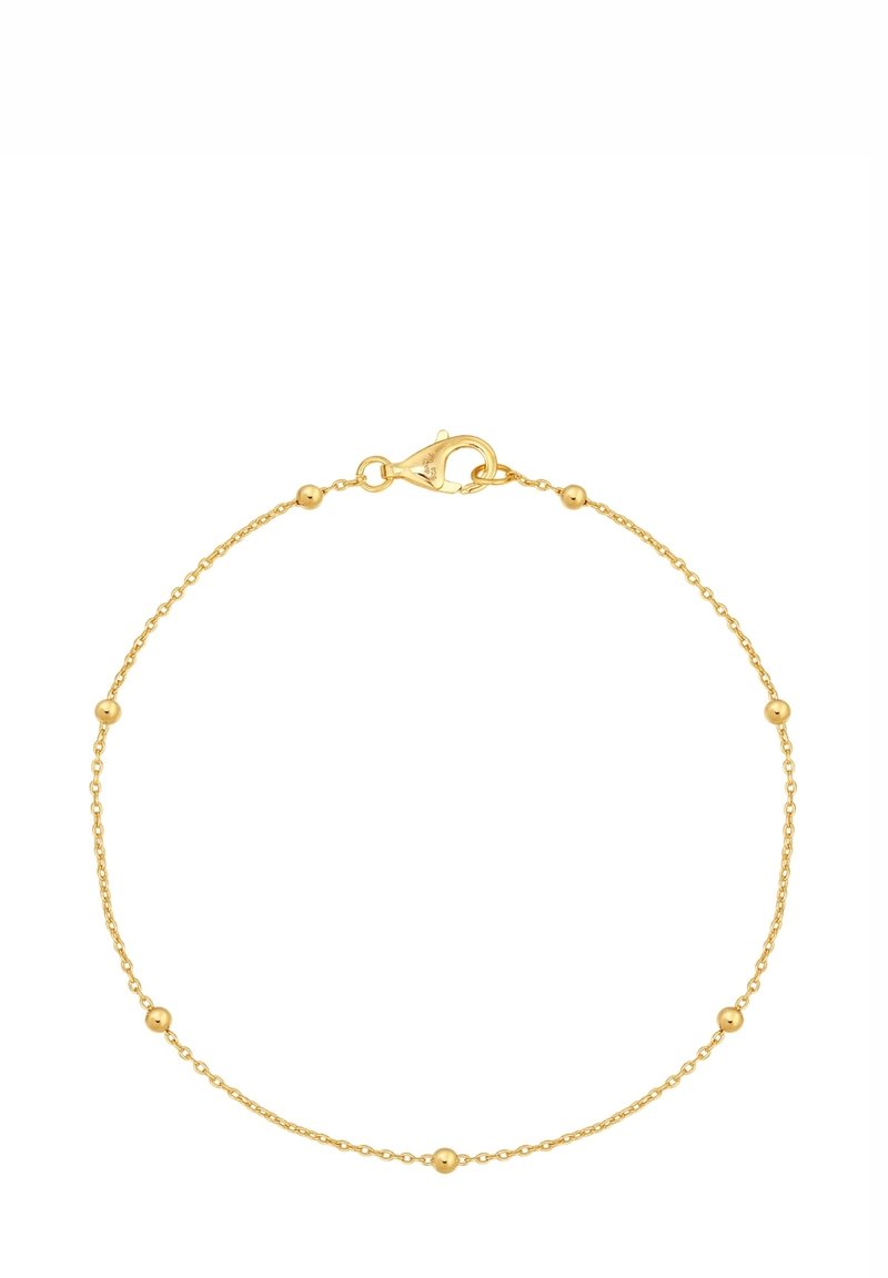 Kuldne ahel, millel on ühtlaselt jaotatud sfäärilised helmed ja homaarikinnitusega sulgur, mis esitleb delikaatset ja minimalistlikku disaini.