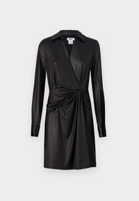 COLLARED V NECK DRAPPED DRESS - Cocktail dress / Party dress - black