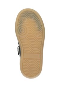 Footwear sole in beige rubber with a textured pattern, circular and raised elements, featuring a distinctive herringbone tread design.