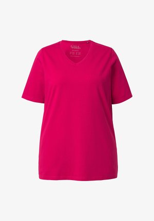 Ulla Popken, T-SHIRT, A-LINIE, V-AUSSCHNITT, HALBARM - Basic T-shirt - dark raspberry