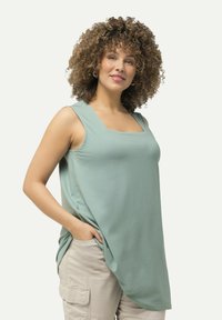 Ulla Popken LONG  CARREE-AUSSCHNITT ÄRMELLOS - Top - light moss green
