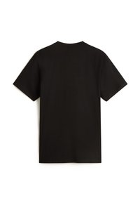 Svart bomull t-shirt med korta ärmar, rundad halsringning och en slät, odekorerad baksida. Inga mönster eller synliga logotyper.