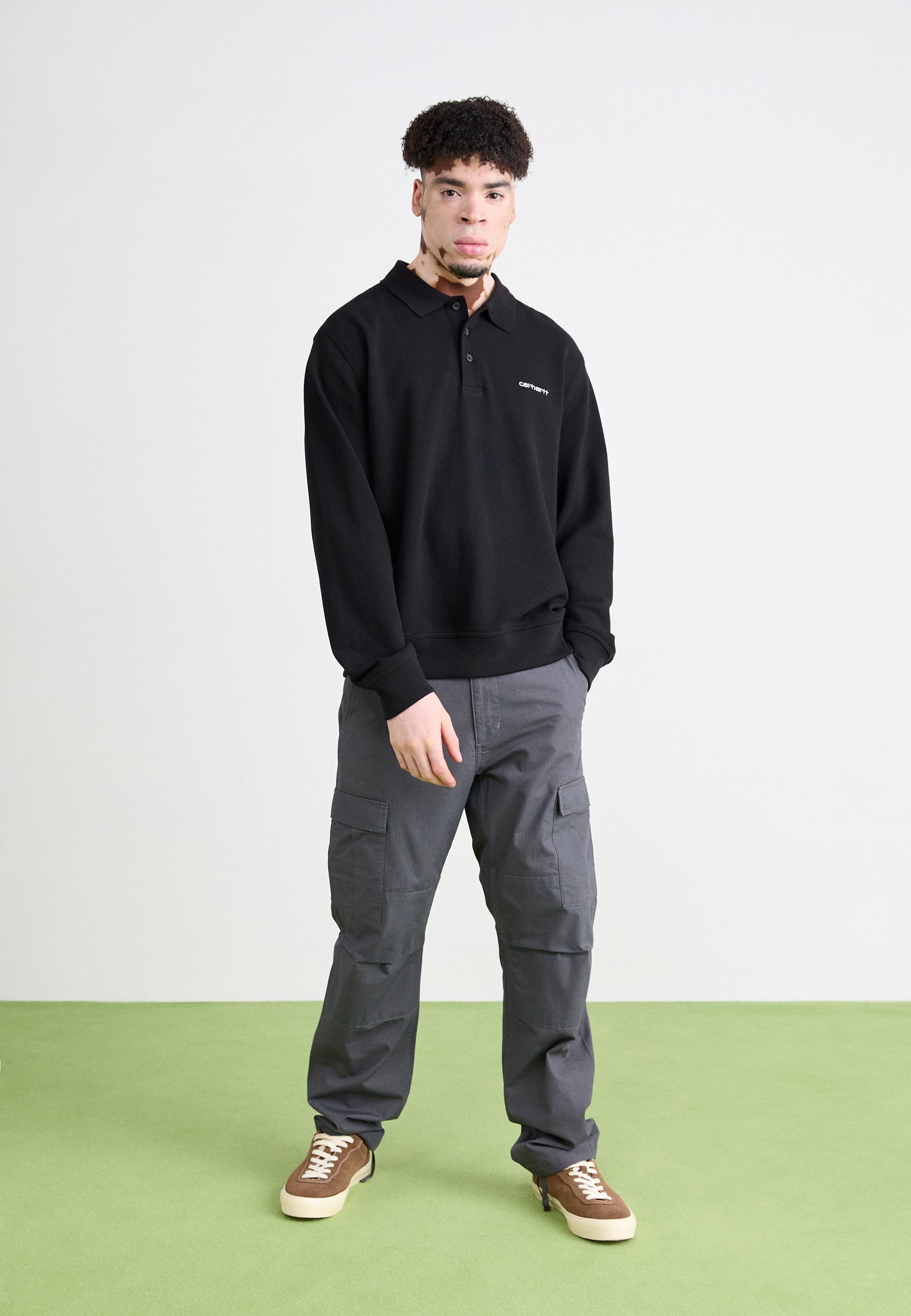 Carhartt WIP VANCE RUGBY - Long sleeved top - black/white/black