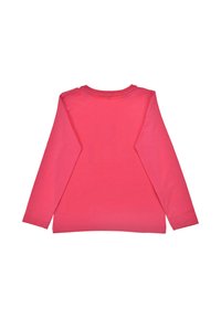 Langarm-T-Shirt aus Baumwolle in leuchtendem Pink, mit Rundhalsausschnitt und flachen Nähte. Keine sichtbaren Muster oder Akzente.