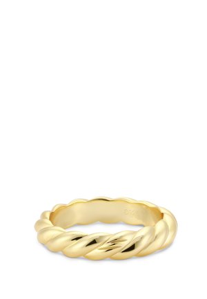 Goldener gedrehter Seilring mit glatter, polierter Oberfläche und dezenten gewellten Kanten.