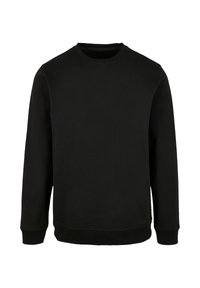 Schwarzer Sweatshirt mit Rundhalsausschnitt, langen Ärmeln und gerippten Bündchen. Hergestellt aus weichem Stoff mit schlichtem Design und ohne sichtbare Muster oder Akzente.